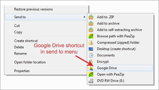 google drive shortcut