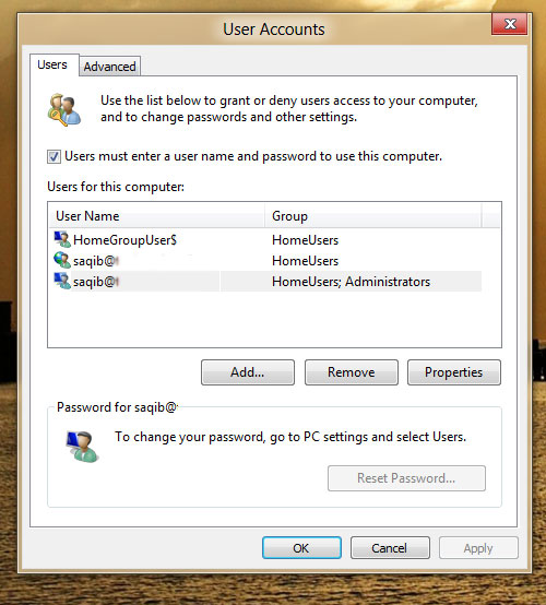 user account Windows 8