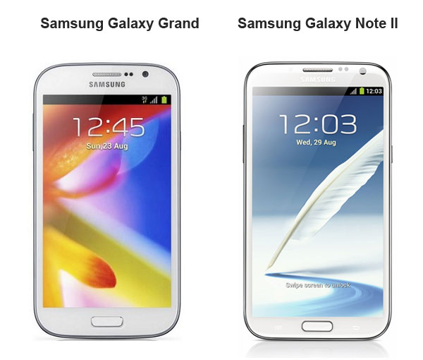 galaxy grand and note 2 compared